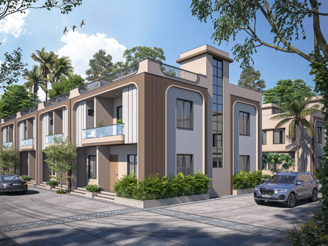 Raj Villa internal street perspective